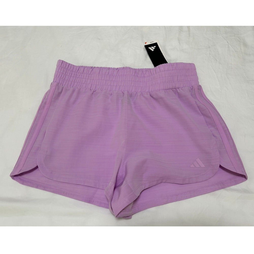 Adidas Pacer Shorts Womens Medium Purple High Rise Aeroready 3 Inch Inseam NEW